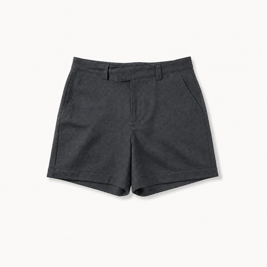 Pleated Denim Shorts