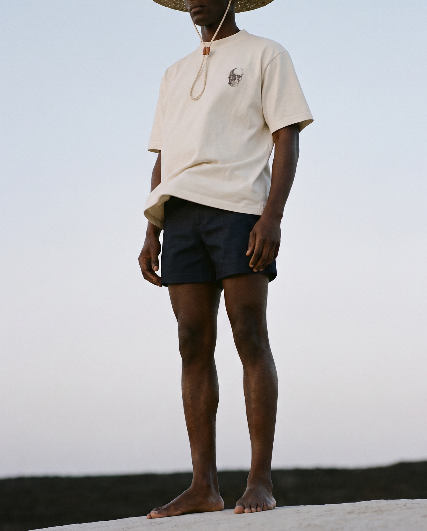 Pleated Denim Shorts